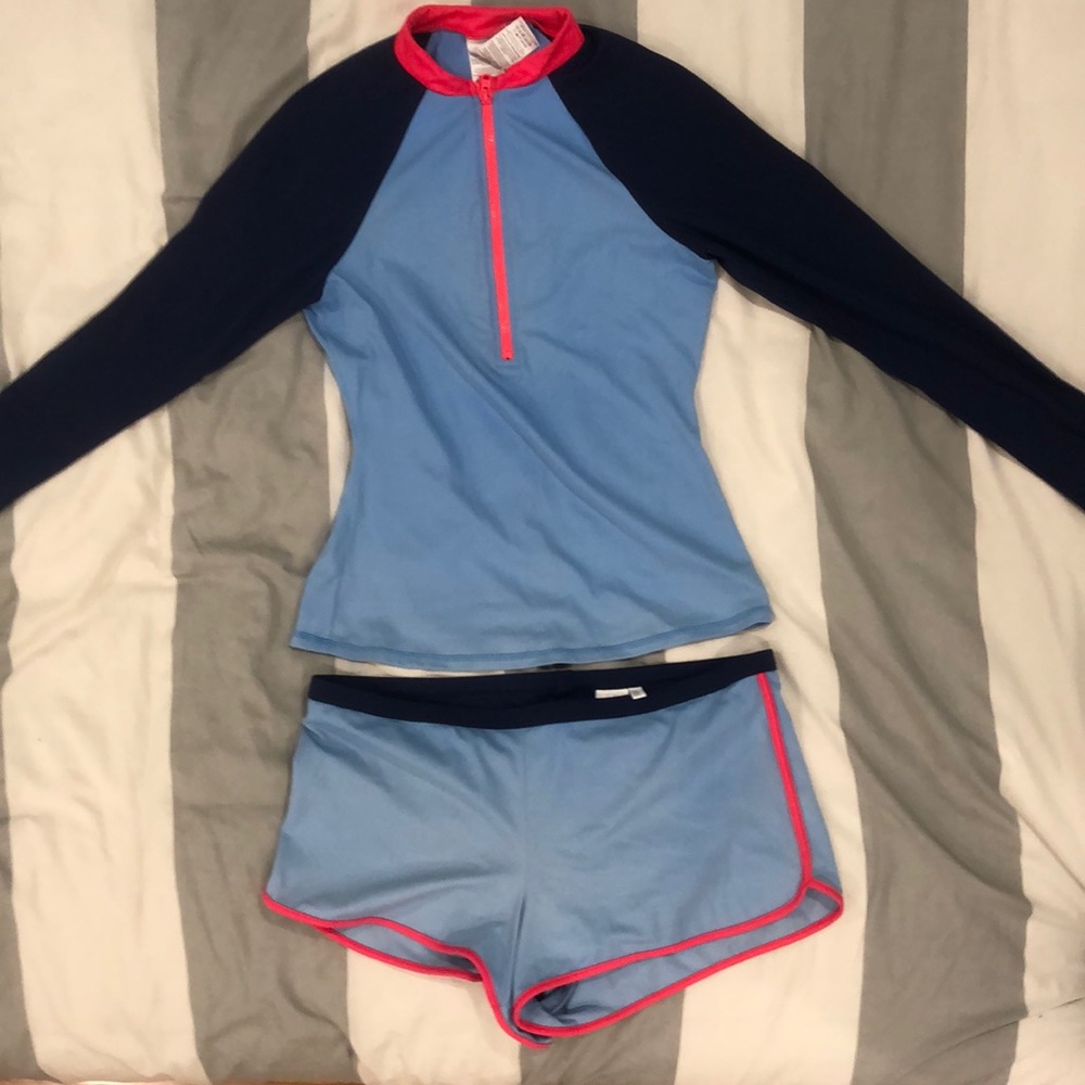 Boden rashguard and swim shorts set, EUC